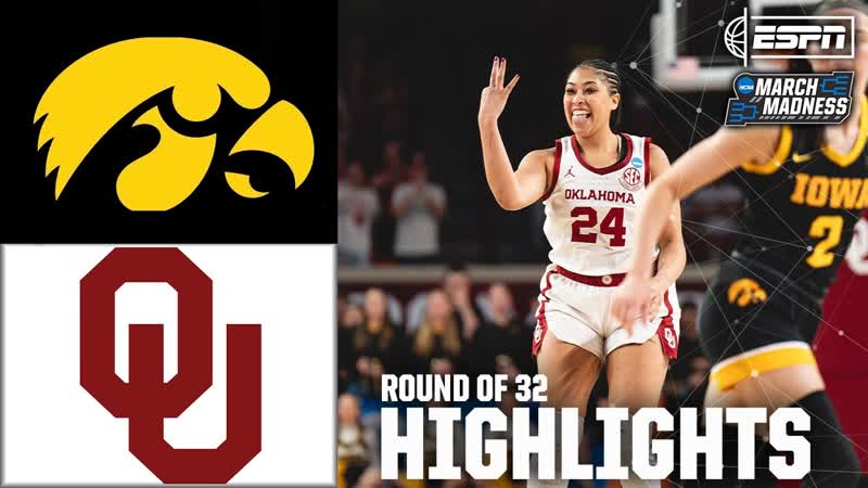 Round of 32: Iowa vs. Oklahoma, Womens NCAA Tournament, Full Game