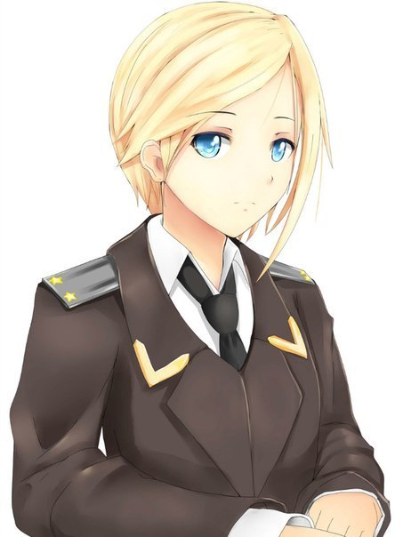 Blonde outdoor anime uniform