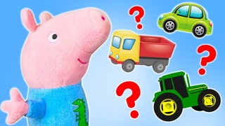 Peppa Pig impara diversi tipi di macchinine! Camion, trattori, auto e altri! Video per bambini