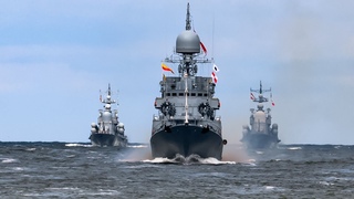 Rehearsal for the Navy parade in Baltiysk. July 19, 2024. Russia