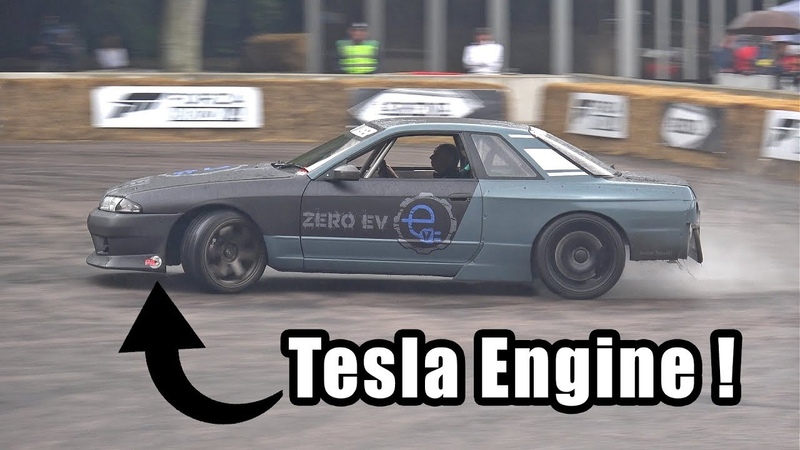 Worlds FIRST Tesla swapped Nissan R32 Skyline DRIFTING FOS Goodwood