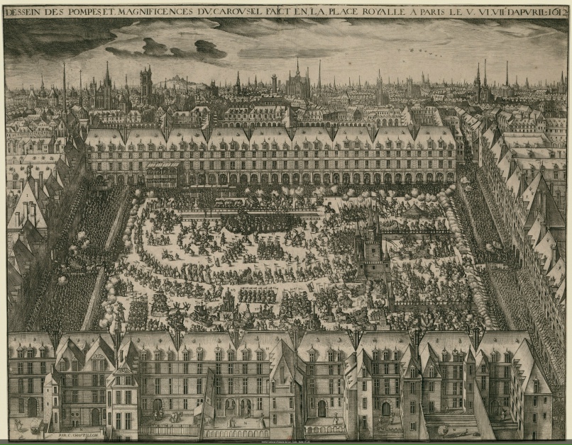 Eine Feier, die im Frühjahr 1612 in Paris auf der Place des Vosges Nr. 2 organisiert wurde.