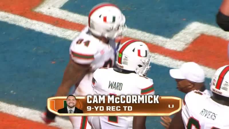 26 year old Cam Mc Cormick scores FIRST CANES TD of the season , ESPN College