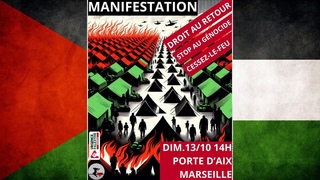 Manif pro Palestine/Gaza à Marseille - 13 oct. 2024, commentée par Salim Laïbi