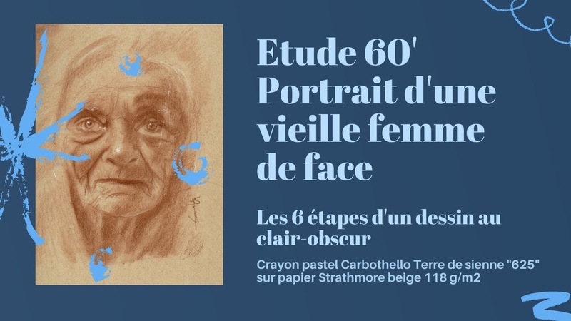 Etude portrait vieille femme de face Philippe Flohic, ton conseiller en dessin au clair