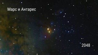 Движение планеты Марс по созвездию Скорпиона в период с  по